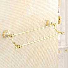 SJQKA Portasciugamani in Stile Europeo Tutto Rame Asciugamano Pole Doppio Palo Bagno Rack Bagno Hardware Ciondolo d'oro Portasciugamani