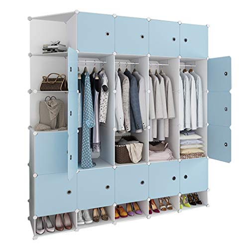 Locker 4 Armadio Appendente Armadio Scarpe-Bit di Plastica 22 Porte 10-Gitter Angolo Scaffali Abbigliamento Home Camera Blu 183X47X201CM MUMUJIN