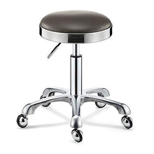 LKLXJ Sgabello Estetista -Sedia Girevole Puleggia-Rotondo Sedie da Cucina Rolling Sgabello da Cucito PU,Stile Moderno,Cornice in Metallo Argentato,45-58cm Regolabile,Backless Sgabelli Alti