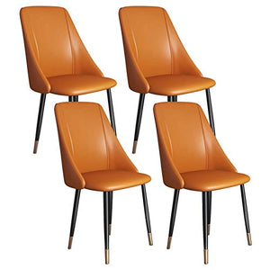 Arredamento Set Di 4 Sedie Da Pranzo In Accento, Pelle PU Impermeabile Rivestita Con Gambe In Metallo Oro Nero, Bancone Della Cucina Occasionale Sedie Laterali Soggiorno Con Braccioli Lounge Ufficio R