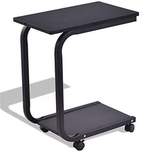 Thin Comodino 2-Tier snack gabbia di laminazione divano laterale con telaio da tavolo in metallo e ripiani in legno anti-graffio e comodino ruggine-libero, la stabilità ( Color : Black , Size : M )