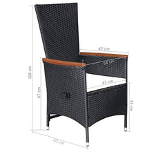 Tidyard- 2 pz Sedie da Giardino per Esterno Reclinabili in Polyrattan Nere con Cuscini Bianco Crema,Poltrone Poltrocine da Giardino per Esterno Reclinabili in Rattan,Sedie in Rattan 58x62x108 cm