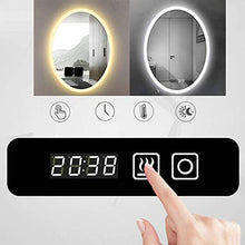 NWHJ Specchio da Bagno con Illuminazione a LED Integrata, Specchio da Trucco Ovale da Parete, Smart defogging + Orologio, IP54 Impermeabile