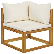 Tidyard Divano Modulare da Giardino a 2 Posti in Legno Massello di Acacia con Cuscini Crema,Divano Modulare da Giardino in Legno,Divano da Esterno in Legno,Divano in Legno,Divano Giardino 2 Posti