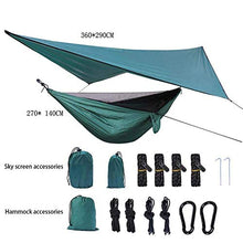 Ruixf Amaca da Campeggio con Zanzariera e Telone - Amaca in Paracadute Nylon, Carico di 300 kg, Antivento Antipioggia e Resistente ai Raggi UV, Verde