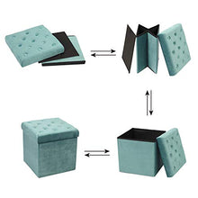 Bonlife Pouf Contenitore Velluto Poggiapiedi Camera da Letto Quadrato Cassapanca Bambini Sgabello di Stoccaggio Comodino Salvaspazio 40x40x40cm Verde