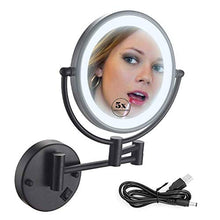 BJH Specchio per Il Trucco 8 Pollici LED Double Sided 1X / 5X Specchio ingranditore da Trucco Girevole Estensibile per Hotel da Bagno