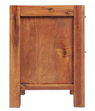 Comodino da notte in stile industriale, in legno massello di acacia, con 2 cassetti, marrone, 45 x 42 x 58 cm