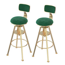 Sgabelli da bar Set di 2 sedute in morbido velluto Sedie da bar Colazione Sedie da cucina da cucina Gambe in metallo dorato Sgabelli da bar Sgabelli alti verdi con schienali e poggiapiedi