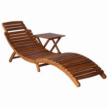vidaXL Legno Massello Acacia Lettino Prendisole Pieghevole e Tavolino Design a Doghe Comodo Robusto Rustico Ergonomico Arredi Esterno Sdraio Marrone