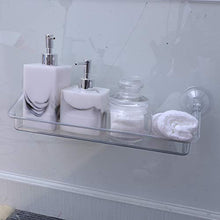 Yardwe Trasparente Mensola da bagno con ventosa Scaffale da muro con doccia non forato (42,8 x 12 x11cm)