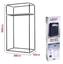 HERSIG - 59452, armadio in tela con mensola in tela per biancheria, 160 x 88 x 45 cm