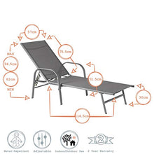 Harbour Housewares Sussex Giardino Sdraio da Spiaggia Letto - Regolabile Reclining Patio Esterno Mobili - Grey