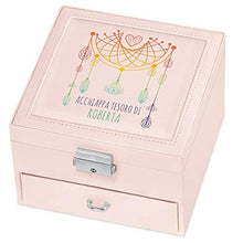 Maverton scatola portagioie con stampa - con specchio - cofanetto portagioielli personalizzabile - in similpelle - rosa - 16x16x11cm - idea regalo lei - sogno