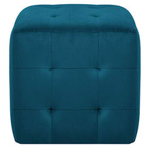 SKM Comodini 2 pz 30x30x30 cm in Tessuto Vellutato/Similpelle Scamosciata (Blu, Tessuto Vellutato)