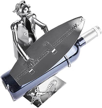 Brubaker Wine Bottle Holder Surfista con tavola da Surf - Oggetto Decorazione Metallo - con Biglietto di Auguri per Regalo Vino
