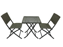 Michele Sogari & C. Srl Set Giardino Bistrot Tavolino e 2 Sedie in Metallo e Simil Rattan Colore Antracite