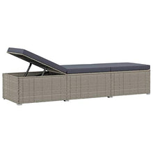 vidaXL Lettino Prendisole con Tavolino e Cuscino Foderato con Zip Robusto Elegante Regolabile Sdraio Telaio in Acciaio in Polyrattan Grigio
