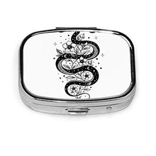 Scatola quadrata per pillole medicinali Serpent Incantesimo bianco e nero moda pillola organizzatore viaggio pillola caso dispenser per vitamine integratori