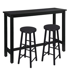 WOLTU Tavolo da Bar con 2 Sgabelli Alti Set Mobili da Bar Rettangolare Bancone per Cucina in Acciaio Legno BT30sz+BH130sz-2