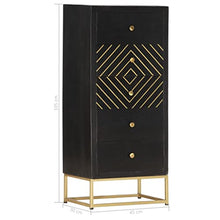 vidaXL Cassettiera Nero e Oro 45x30x105 cm in Legno Massello di Mango