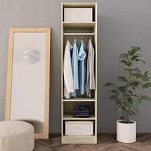 Armadietto aperto per appendere e riporre vestiti, con 3 ripiani e 1 barra per camera da letto, finitura color rovere, 50 x 50 x 200 cm
