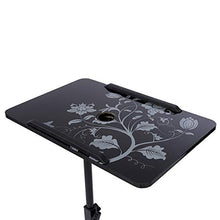 Scrivania per Laptop Rimovibile, Tavolino Pieghevole a Rotelle, Tavolino da Letto con Ruote, Tavolo da Divano Laterale, in MDF e Metallo, 40x60x64-88cm(Nero)