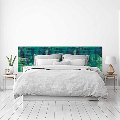 MEGADECOR Testiera per letto in PVC, decorativa, economica, motivo astratto, colore verde e blu, diverse misure (200 cm x 60 cm)