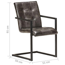 Tidyard Set di 2 Sedia a Sbalzo per Sala da Pranzo in Vera Pelle,Sedie da Ufficio Moderne con Schienale,Sedia da Cucina, Soggiorno,51 x 56 x 91 cm,Grigio Anticato