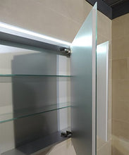 Specchiera specchio bagno pensile contenitore 3 ante, fascia led, cm.67x91,7x15