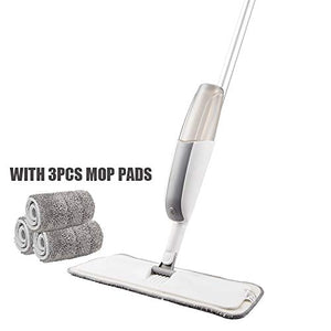 SSAYY Spray Mop Mocio Spray con Cuscinetti in Microfibra Riutilizzabili Mop in Metallo A 360 Gradi Mop per La Cucina di Casa Piastrelle in Ceramica in Legno Laminato Pulizia del Pavimento
