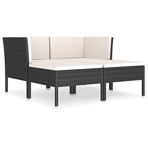 Tidyard Set 4 Pezzi Divani da Giardino Esterno con Cuscini in Polyrattan,Salotto da Giardino in Rattan,Mobili da Giardino in Rattan,Grigio