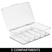 mDesign Porta Medicine – Contenitore plastica Senza BPA impilabile con Coperchio per medicinali – Cassetta Pronto Soccorso a 5 Scomparti per unguenti, Medicine, ECC. – Set da 2 – Trasparente
