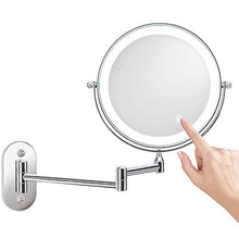 HGXC Specchio per Il Trucco a Parete con ingrandimento 5X LED Touch dimmerabile su Due Lati 360 ° Girevole Allungabile Pieghevole Alimentato