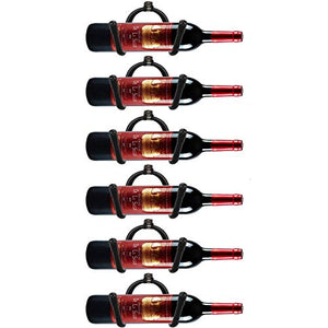 AUXPhome - Portabottiglie universale da parete in metallo, supporto per bicchieri da vino, regolabile, per 6 bottiglie, colore: nero