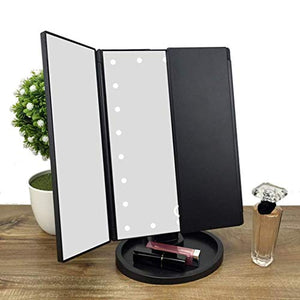 Specchio Per Trucco Con Luci Controllo Della Luce Touch-Screen Ingrandimento Per Trucco Triplo Per Camera Da Letto Specchi Per Rasatura Tavolo Ingrandimento 3X / 2X / 1X Per Comò Da Bagno