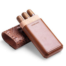 SMEJS Sigaro Caso di Cuoio, 3 Tubi Viaggi Cigar Humidor, Legno Foderato Holder Cigar Cigar Portatile Viaggi Box 3 sigari Mini Humidor (Brown)