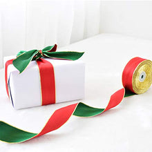 Garneck Confezione da 2 Pezzi Nastro Decorativo Natalizio Nastro di Seta per Decorazioni Natalizie Uso 3 8 cm 15 g (Verde Rosso)