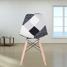 GroBKau - Set di 4 sedie da pranzo moderne in tessuto patchwork con base in legno a tassello, ideali per soggiorno, sala da pranzo, caffè, sala d'attesa, ecc.