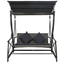 vidaXL Dondolo da Giardino 3 Posti con Baldacchino in Polyrattan Nero