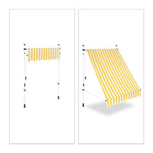 Relaxdays Tenda da Sole, Protezione per Il Balcone, Regolabile, Senza Forare, a Manovella, Larga 150 cm, a Righe Gialle, Bianco, 150 x 120 cm