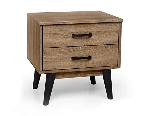 Vetrineinrete® Comodino moderna in legno mdf mobile a 1 2 cassetti mobiletto cassettiera noce (2 Cassetto)