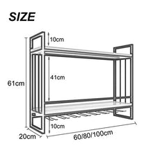 ZRCWW Moderna Bottiglia di Vino Rack Parete Metallo attaccatura del Supporto del Calice del Vino, 2-Tiers Bianco Legno Mensola Hanging Vino Calici Calici Hanger (Size : 60×20×61cm)