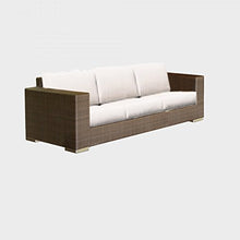 Divano da Giardino, L91 cm - L75 cm - L239 cm, Cuscini antimacchia, Struttura in Rattan, Rifiniture di pregio