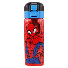Spiderman | Bottiglia Riutilizzabile per bambini con sistema anti-gocciolamento e maniglia per trasportarla – Facile apertura con bottone – Senza BPA– Capacitá 550 ml