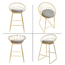 GYPPG Set di 2 sgabelli Bar Alti | Sedia banco Creativa in Metallo con Imbottitura morbie Rivestimento in Lino, Adatta per Cucina, Ristorante, Bar, casa Dcor - Oro