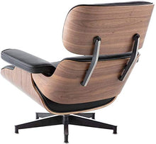 WZH Sedia in Pelle Nera Replica Lounge Chair con ottomana Chaise Lounge in Legno di Noce Poltrona Classica in Vera Pelle