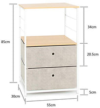 Suhu Cassettiera Piccolo Design Armadietto Bagno con 1 Ripiano Aperto 2 Cassetto Comodino Camera da Letto Metallo Tavolino da Salotto Moderno Soggiorno Cameretta in Legno+Acciaio Bianco+Beige