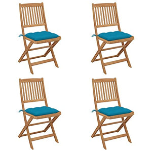 vidaXL Sedie da Giardino Pieghevoli 4pz con Cuscini Massello d'Acacia