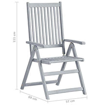 Tidyard Set 6 pz Sedie da Giardino Reclinabili in Legno Massello Acacia Grigio con Cuscini Beige 56x70x110 cm,Sedie da Esterno Reclinabili in Legno,Sedie Reclinabili,Sedie da Giardino in lengo